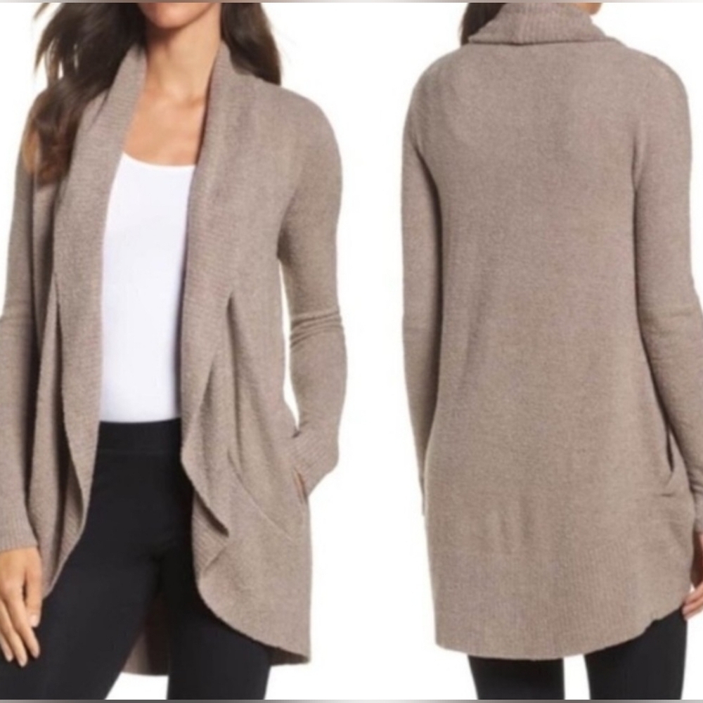 Barefoot Dreams Cozy Chic Lite Circle Cardi In Taupe Size Medium. - Picture 3 of 14
